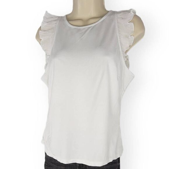 INC white ruffled sleeveless Top Medium - Picture 1 of 2